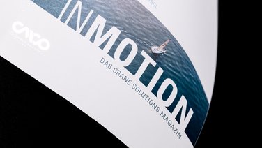 VISUELL Kommunikationsdesign: Editorial Design inMotion: Vorderseite des Magazins - Aufschrift: inMotion – Das Crane Solutions Magazin