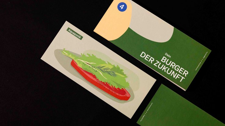 VISUELL Szenografie: Pädagogische Lernkiste: Karten mit Illustrationen von Burger-Bestandteilen